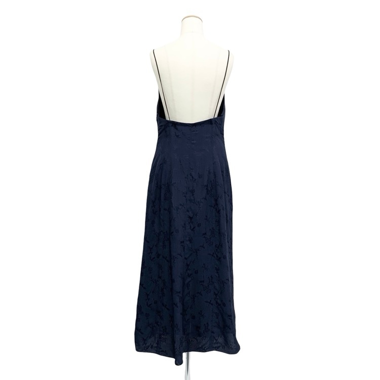 Mame Kurogouchi マメクロゴウチ Crane Pattern Jacquard Hand-Dyed Slip Dress 鶴柄ジャカードキャミソールドレス ワンピース ネイビー 2 MM23PS-DR709
