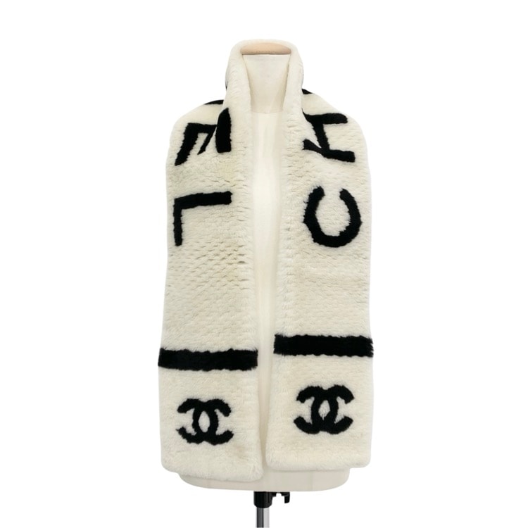 CHANEL シャネル シアリング ココマーク マフラー ラム・カシミヤ オフ