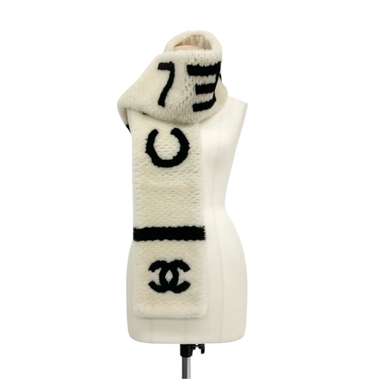 CHANEL シャネル シアリング ココマーク マフラー ラム・カシミヤ オフ