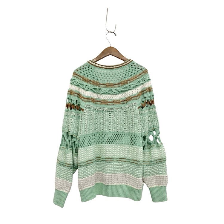 Mame Kurogouchi マメクロゴウチ Bamboo Basket Pattern Knitted Cardigan 花籠ニットカーディガン ミントグリーン 1 MM23SS-KN035