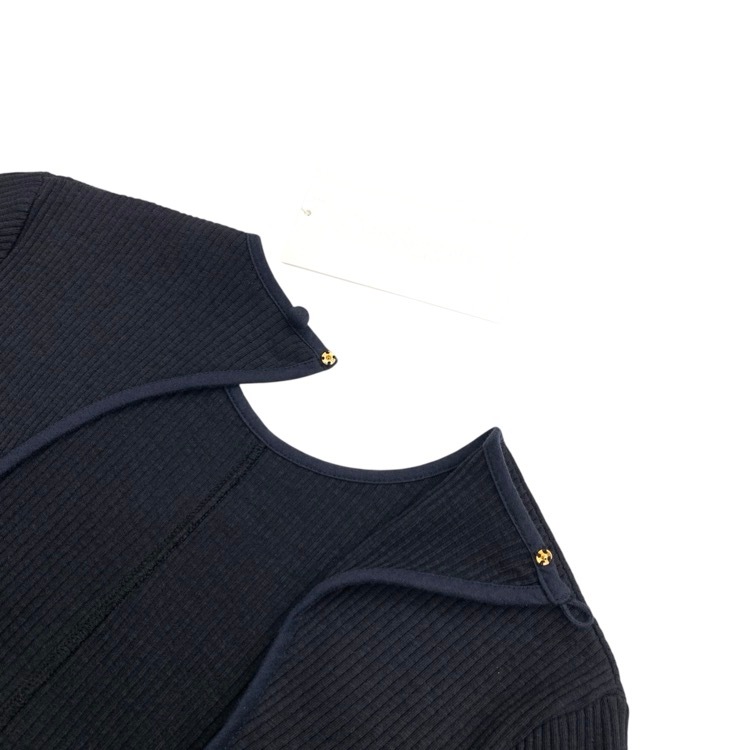 Mame Kurogouchi マメクロゴウチ Crew Neck Open Back Ribbed Jersey Dress オープンバックリブジャージードレスワンピース MM22SS-JS026