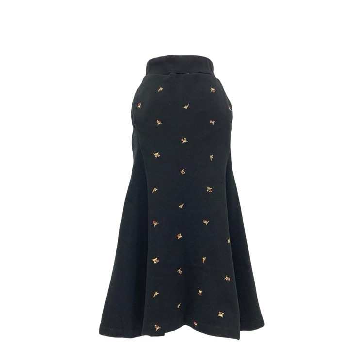 Mame Kurogouchi マメクロゴウチ Floral Motif Embroidered Sweater Skirt フローラル刺繍スウェットスカート ブラック 1 MM22PF-JS719