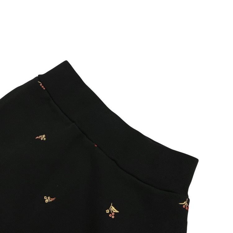 Mame Kurogouchi マメクロゴウチ Floral Motif Embroidered Sweater Skirt フローラル刺繍スウェットスカート ブラック 1 MM22PF-JS719