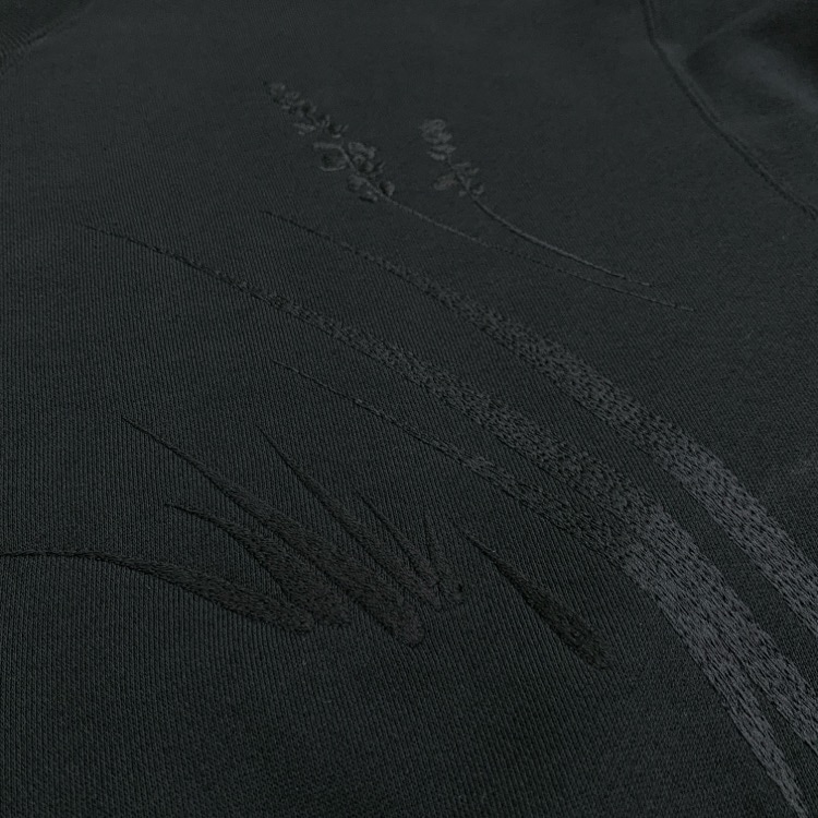 Mame Kurogouchi マメクロゴウチ Floral Motif Embroidered Sweatshirts 草花刺繍 ジャージー トップ ブラック 2 MM25FW-JS071