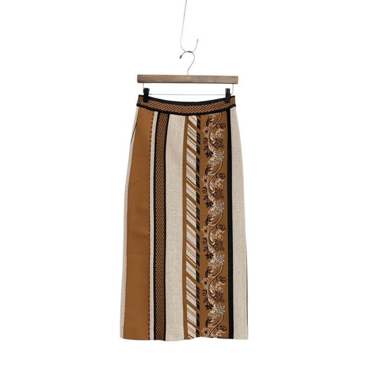 Mame Kurogouchi マメクロゴウチ Jacquard Knitted Skirt ジャガードニットスカート ブラウン 2 MM21PF-KN728