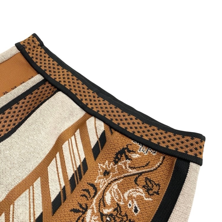 Mame Kurogouchi マメクロゴウチ Jacquard Knitted Skirt ジャガードニットスカート ブラウン 2 MM21PF-KN728