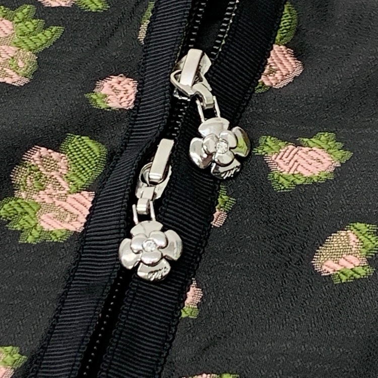 M'S GRACY エムズグレイシー ジャガード 小花柄ワンピース ブラック ピンク 36 511530