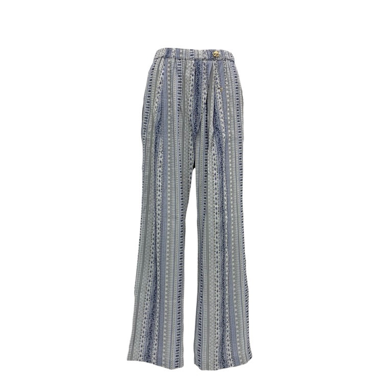 2025SS Mame Kurogouchi マメクロゴウチ Stripe Jacquard Relaxed Trousers ストライプジャガードリラックストラウザーパンツ ブルー 2 MM25SS-PT081