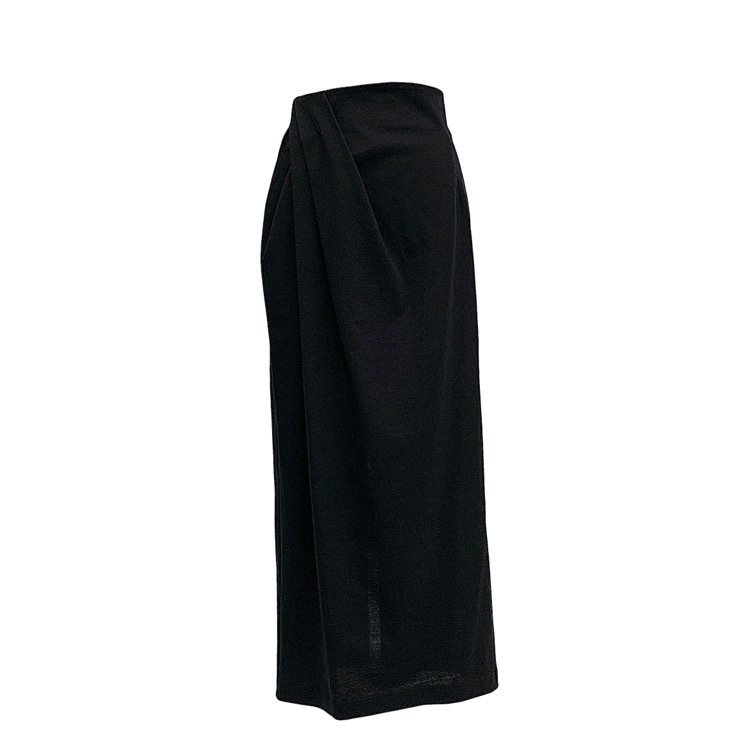 Mame Kurogouchi マメクロゴウチ Cotton Jersey Asymmetric Skirt コットン タイト スカート ブラック 1 MM26FW-JS008