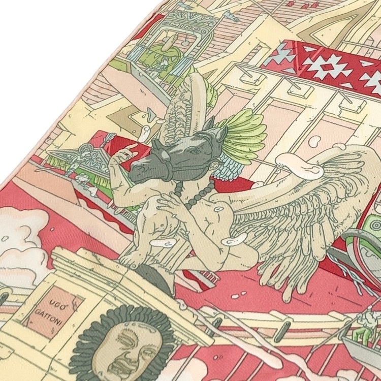 HERMES エルメス カレ90 《LA LEGENDE DU CHEVAL PLUMES >翼のある馬の伝説 シルクスカーフ クリーム