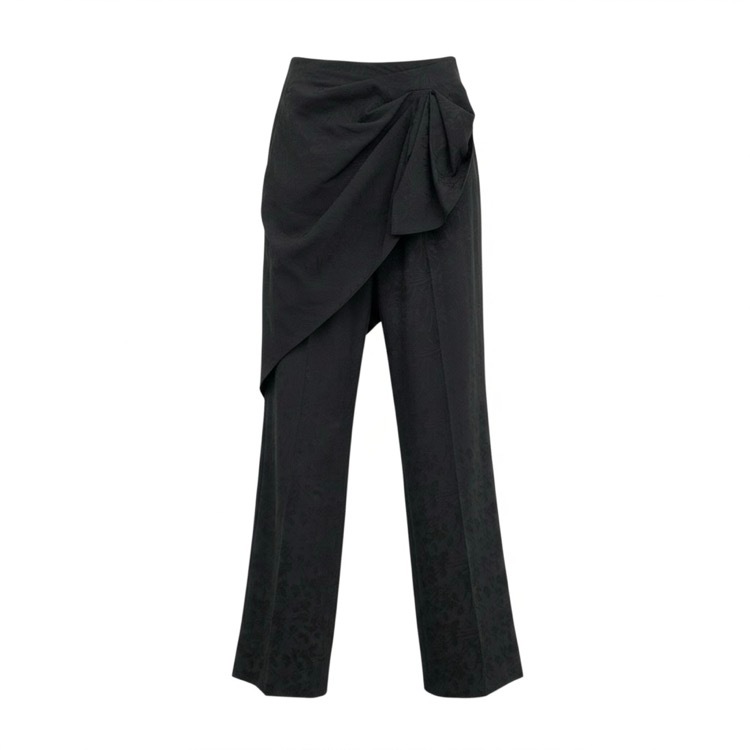 Mame Kurogouchi マメクロゴウチ フローラルジャガードドレープパンツ ブラック 3 MM20SS-PT014
