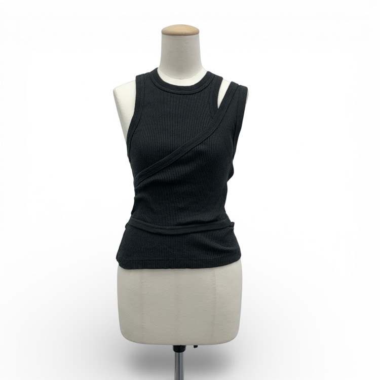 HYKE ハイク DOUBLE SHOULDER TANK TOP レイヤードリブタンクトップ カットソー ブラック 12375