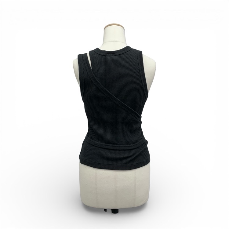 HYKE ハイク DOUBLE SHOULDER TANK TOP レイヤードリブタンクトップ カットソー ブラック 12375