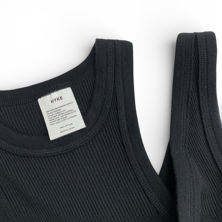 HYKE ハイク DOUBLE SHOULDER TANK TOP レイヤードリブタンクトップ カットソー ブラック 12375