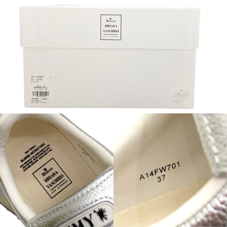未使用品 2025SS Maison MIHARA YASUHIRO メゾン ミハラヤスヒロ SCOTT LEATHER LOW スコットレザーローカットスニーカー シルバー 37/23cm A14FW701