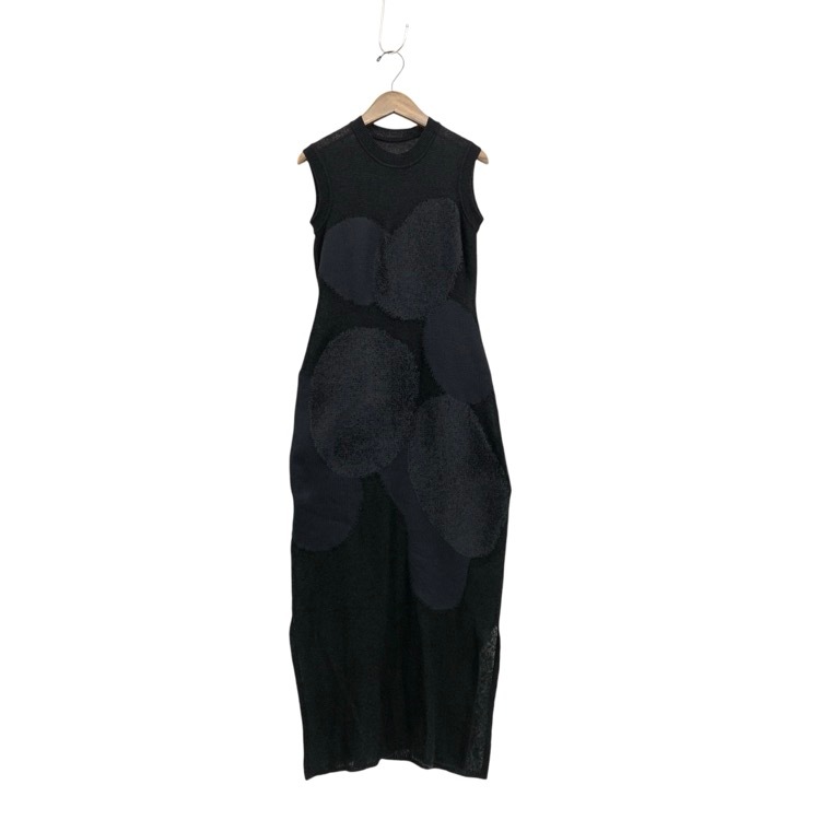 Mame Kurogouchi マメクロゴウチ “Katachi” Motif Knited Dress インターシャ編み ニット ワンピース ブラック 1 MM25FW-KN067