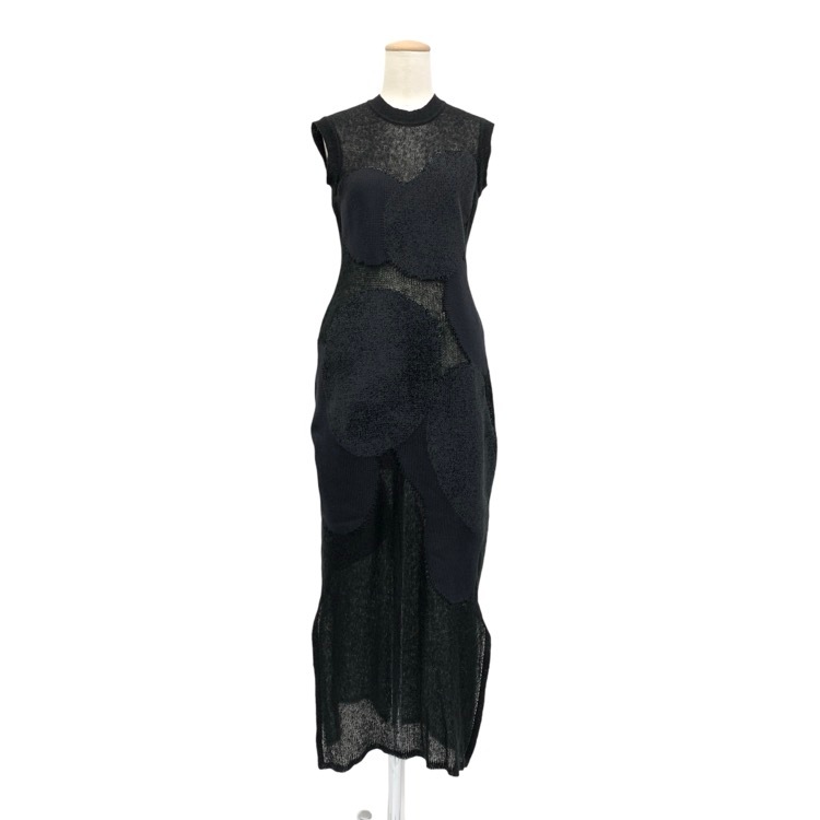 Mame Kurogouchi マメクロゴウチ “Katachi” Motif Knited Dress インターシャ編み ニット ワンピース ブラック 1 MM25FW-KN067