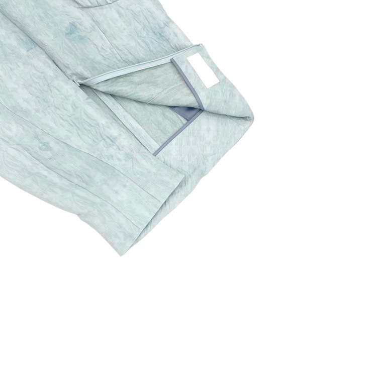 未使用品 2024SS Mame Kurogouchi マメクロゴウチ Unlevel Dyeing Box Pleats Skirt ムラ染めジャガードスカート ブルー 1 MM24SS-SK038