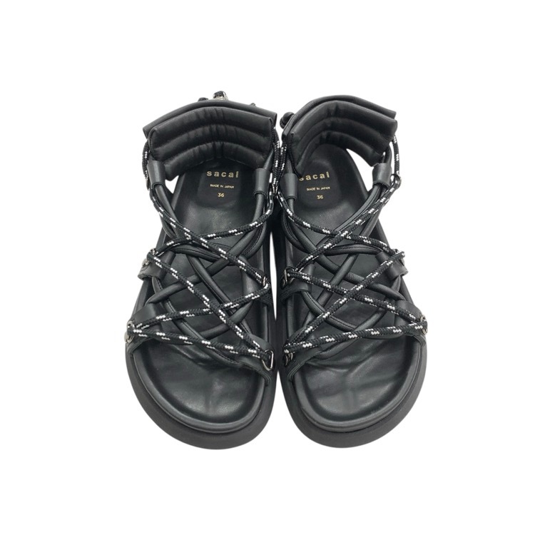 sacai サカイ Double Lace Up Sandals ダブルレースアップサンダル ブラック 36 21-05489