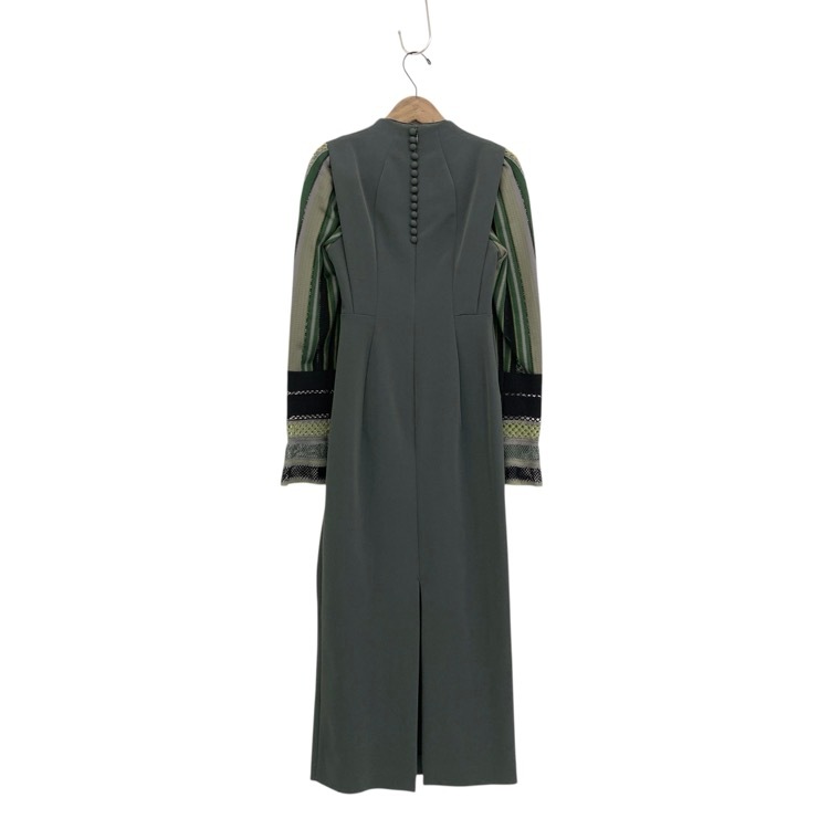 Mame Kurogouchi マメクロゴウチ Acetate Polyester Torchon Lace Sleeve Dress レース袖 ワンピース カーキ 1 MM23FW-DR037