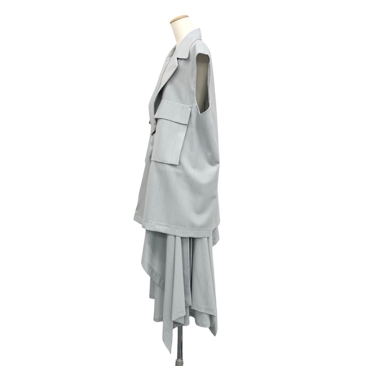 UJOH ウジョー ストライプオーバーサイズベスト&スカート ライトブルー 2 U751-V51-102/U751-S03-102