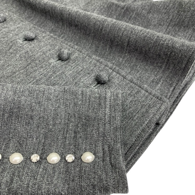 Rene ルネ ニット ジャケット カーディガン ビジュー付き グレー 36 6247020