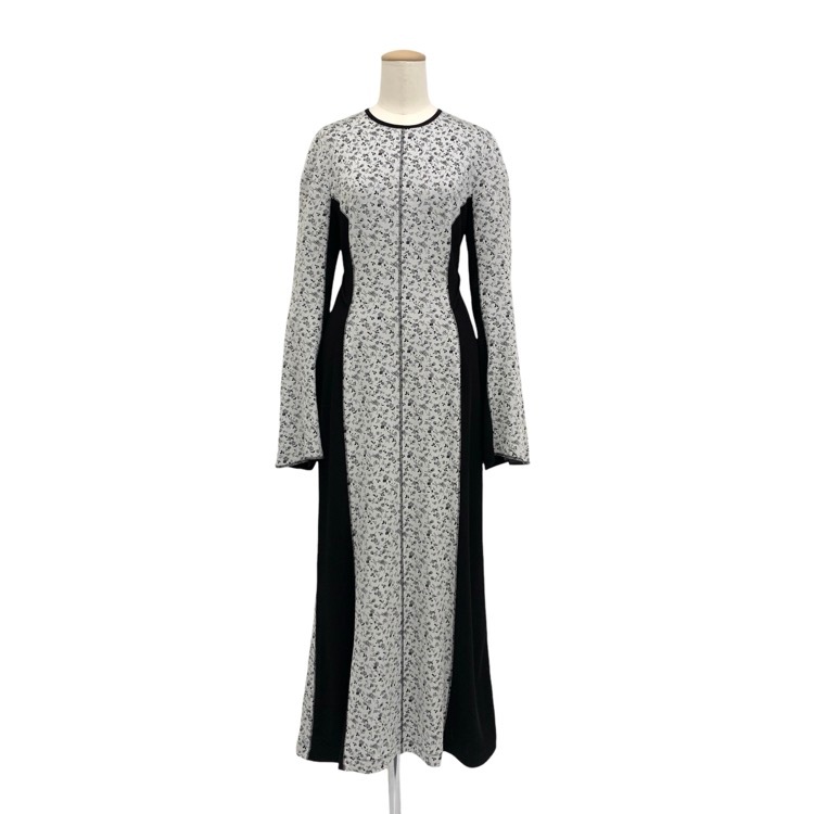 Mame Kurogouchi マメクロゴウチ Floral Jacquard Fraise Stitch Dress 小花柄 ジャージー ドレス ホワイト 2 MM25FW-JS027