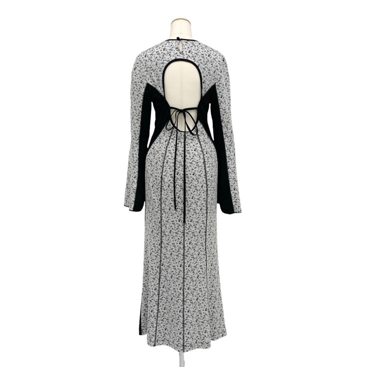 Mame Kurogouchi マメクロゴウチ Floral Jacquard Fraise Stitch Dress 小花柄 ジャージー ドレス ホワイト 2 MM25FW-JS027