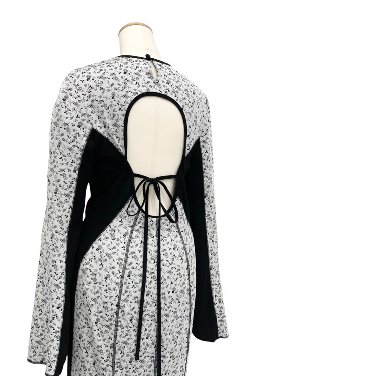 Mame Kurogouchi マメクロゴウチ Floral Jacquard Fraise Stitch Dress 小花柄 ジャージー ドレス ホワイト 2 MM25FW-JS027