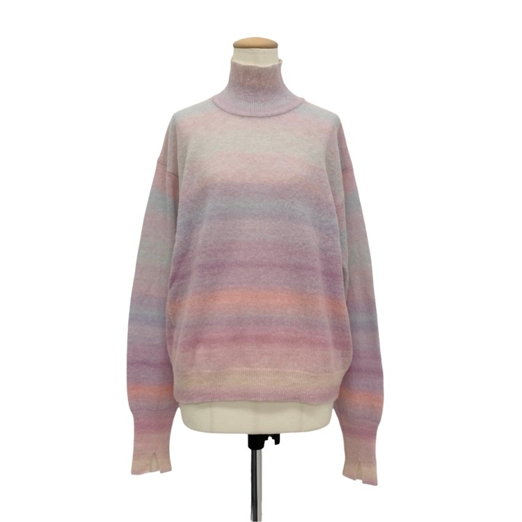Mame Kurogouchi マメクロゴウチ Gradation High Neck Knit Top グラデーションアルパカハイネックニット ピンク 2 MM26SS-KN005