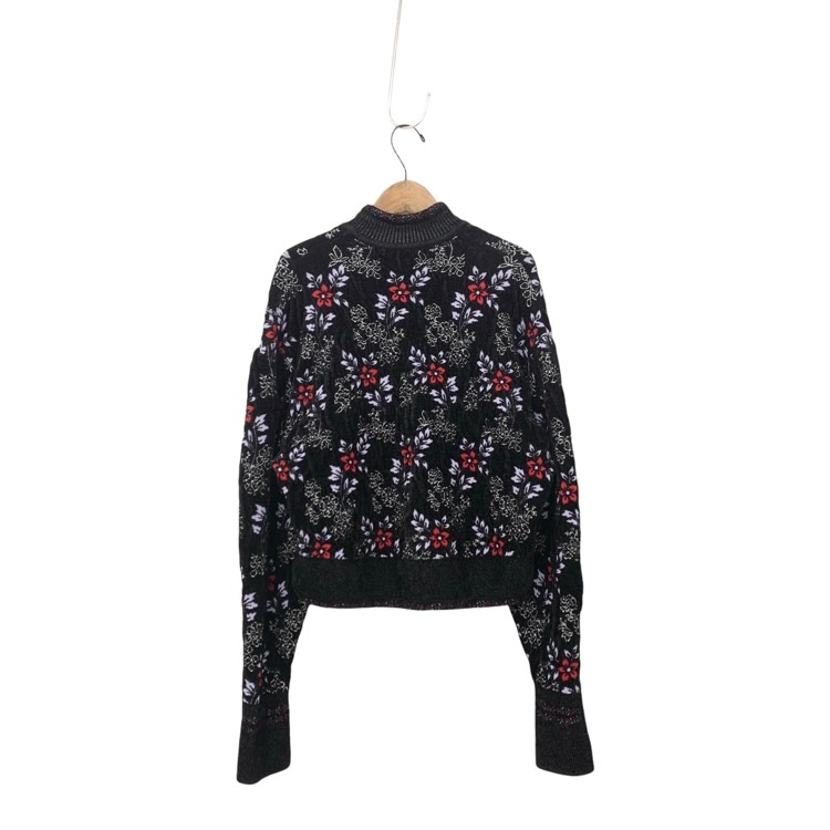 Mame Kurogouchi マメクロゴウチ Floral Motif Chenille Knited Cardigan 花柄ニット カーディガン ブラック 2 MM25FW-KN062