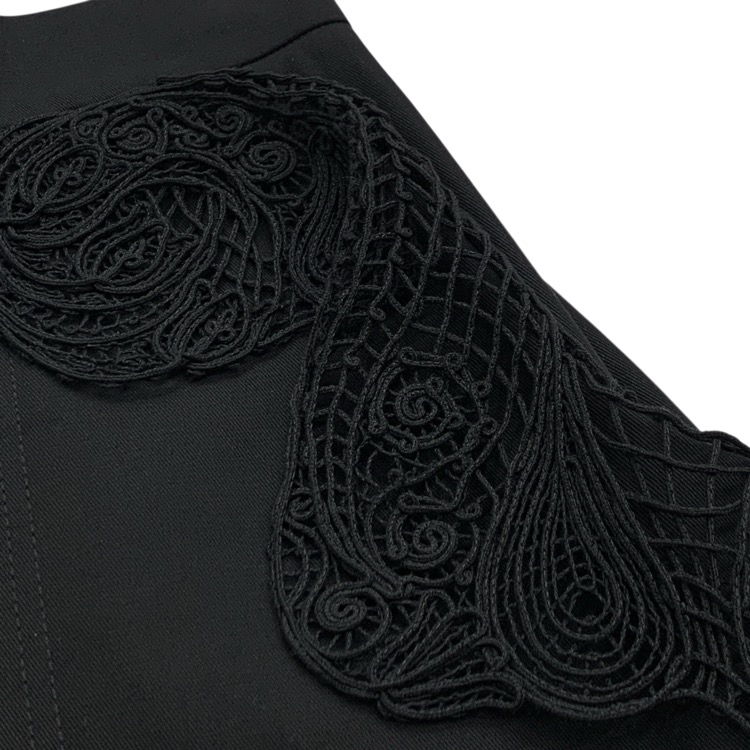 Mame Kurogouchi マメクロゴウチ Cording Embroidery Detail Cotton Skirt コード刺繍スカート ブラック 2 MM24SS-SK067