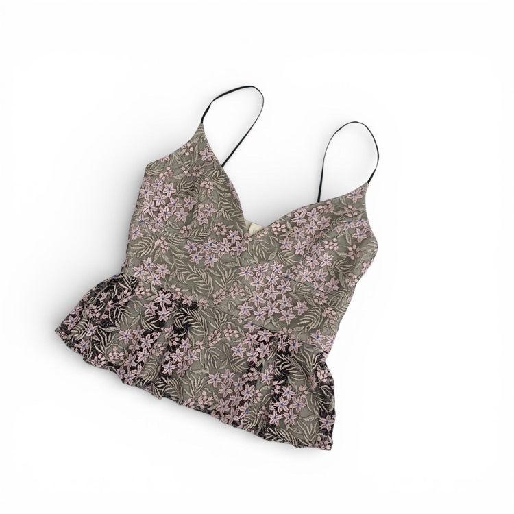 Mame Kurogouchi マメクロゴウチ Tulle Embroidered camisole パリゴ別注 桜刺繍キャミソール ピンク 2 MM17SS-SH509