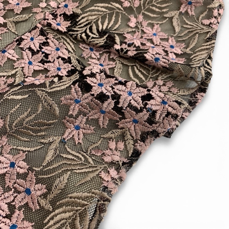 Mame Kurogouchi マメクロゴウチ Tulle Embroidered camisole パリゴ別注 桜刺繍キャミソール ピンク 2 MM17SS-SH509