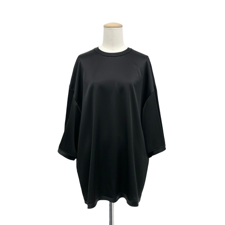 ENFOLD エンフォルド ミッションサテン Tシャツ ブラック 38 300GS130-0470