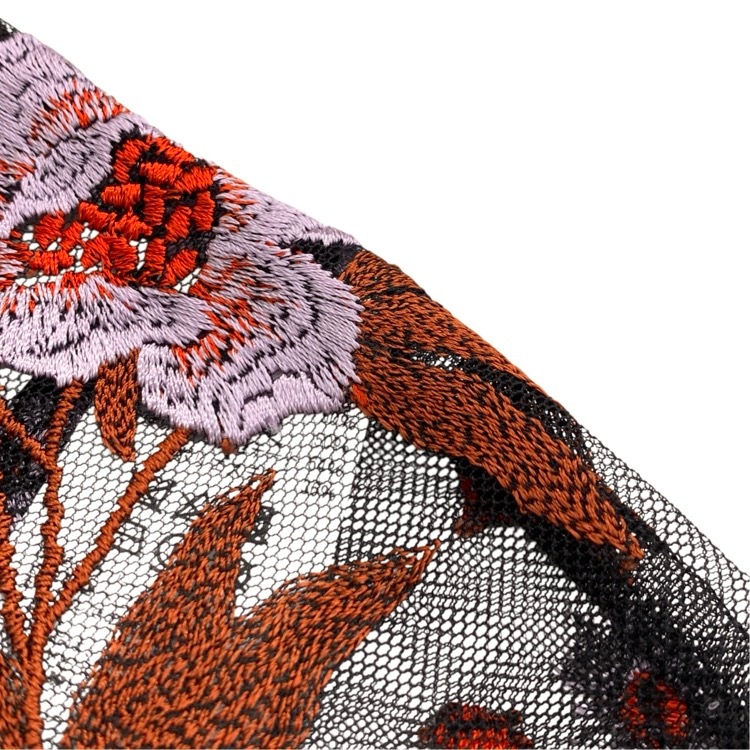 Mame Kurogouchi マメクロゴウチ 花柄 レーストップス ブラウス ブラウン 2 MM17AW-SH052