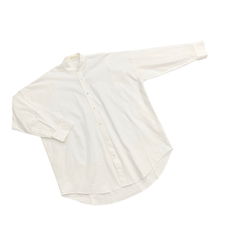 HARUNOBUMURATA ハルノブムラタ JASLYN OVERSIZED COTTON POPLIN SHIRT バンドカラーシャツ HM24W727-STY06