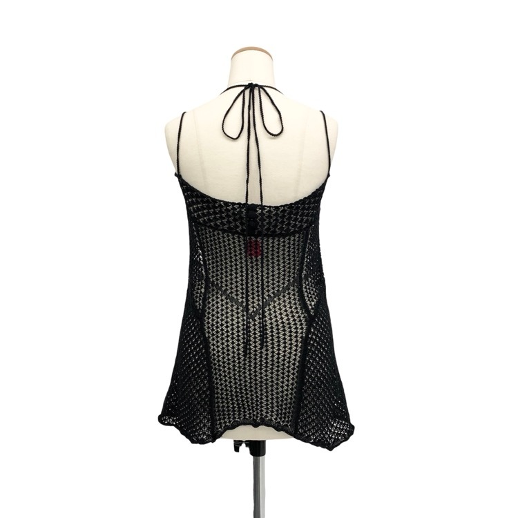 2025SS FETICO フェティコ LACE KNIT SLIP DRESS レースニットスリップドレス ミニワンピース ブラック 2 FTC252-0715