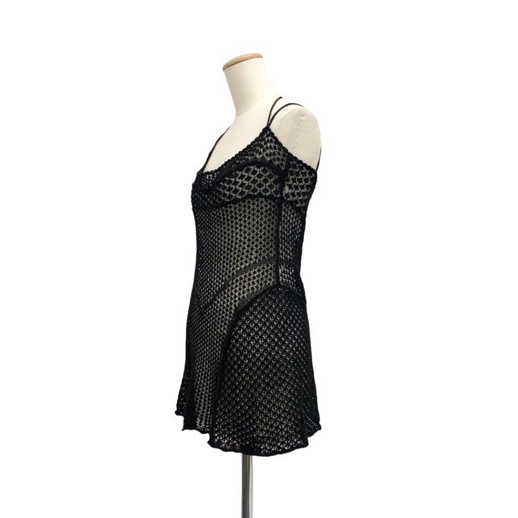 2025SS FETICO フェティコ LACE KNIT SLIP DRESS レースニットスリップドレス ミニワンピース ブラック 2 FTC252-0715