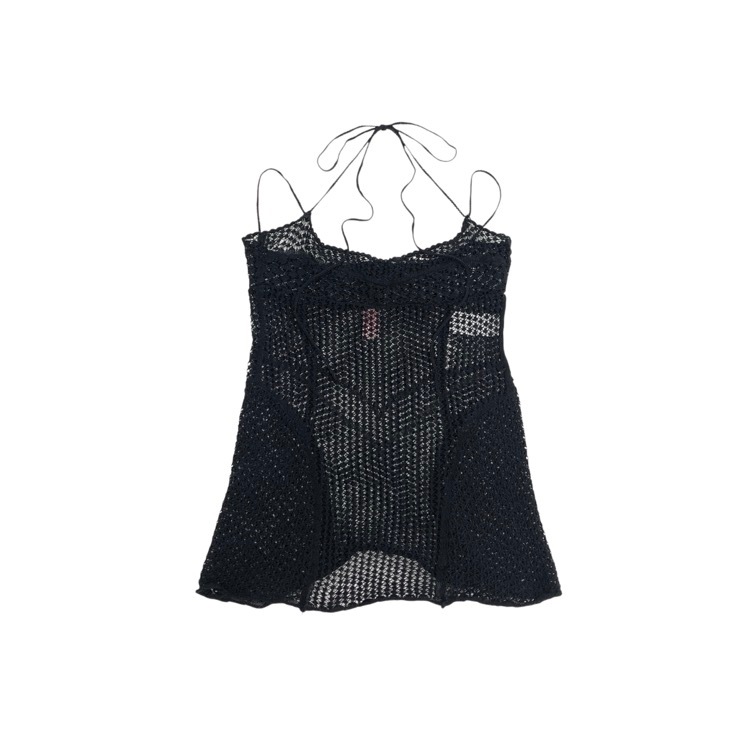 2025SS FETICO フェティコ LACE KNIT SLIP DRESS レースニットスリップドレス ミニワンピース ブラック 2 FTC252-0715