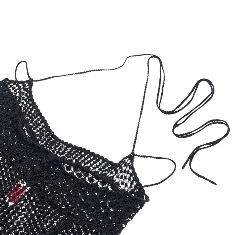 2025SS FETICO フェティコ LACE KNIT SLIP DRESS レースニットスリップドレス ミニワンピース ブラック 2 FTC252-0715