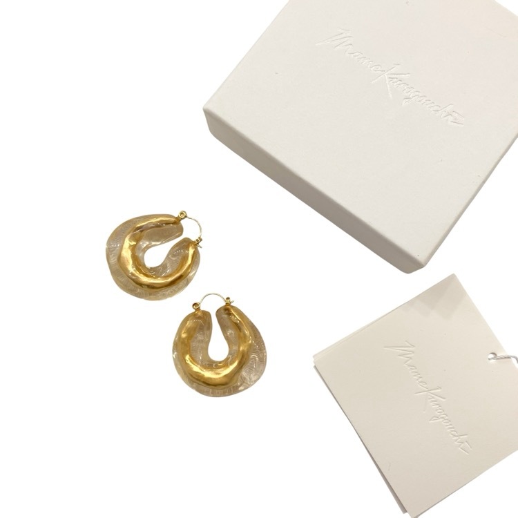 Mame Kurogouchi マメクロゴウチ Drift Ice Pierce 流氷ピアス ゴールド MM20FW-AC302