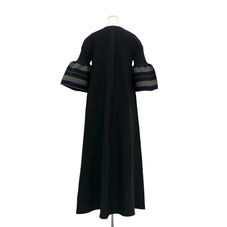 2024AW CFCL シーエフシーエル POTTERY BELL SLEEVE DRESS ポッタリーベルスリーブ ワンピース ブラックマルチ 3 CF008KH118