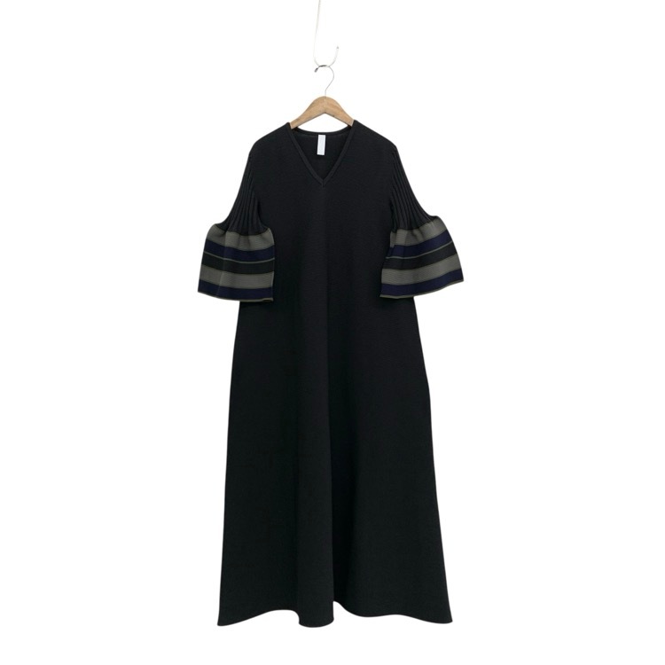 2024AW CFCL シーエフシーエル POTTERY BELL SLEEVE DRESS ポッタリーベルスリーブ ワンピース ブラックマルチ 3 CF008KH118