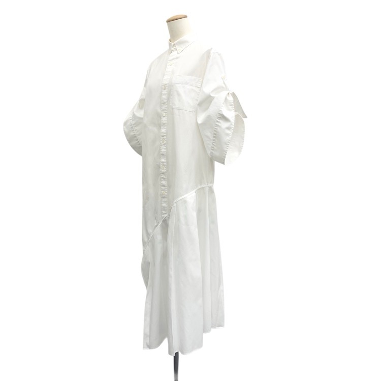 HYKE ハイク BUTTON-DOWN SHIRT DRESS アシンメトリー シャツワンピース ホワイト 1 241-16205