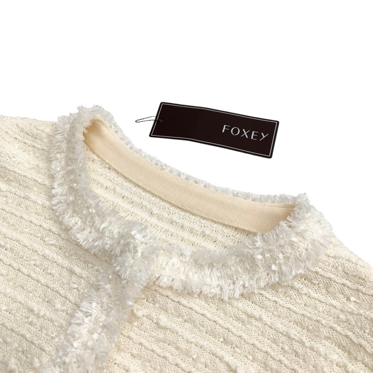 FOXEY フォクシー ニットジャケット エクレア アイボリー 38 44884-KAJOE