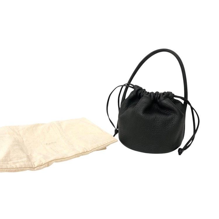 Aeta アエタ HANDLE POUCH MINI ディアレザー ハンドルポーチ ミニ ハンドバッグ ブラック DA109