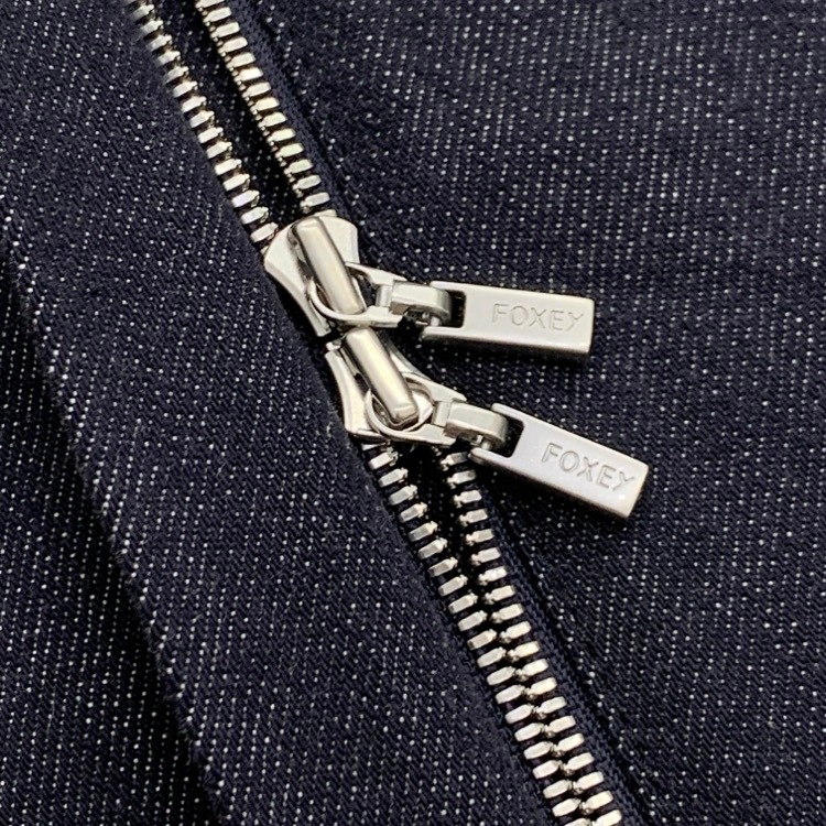 FOXEY NEWYORK フォクシー スカート ジャルダン デニム ドット柄チュール インディゴ 42 43289-NSSOX