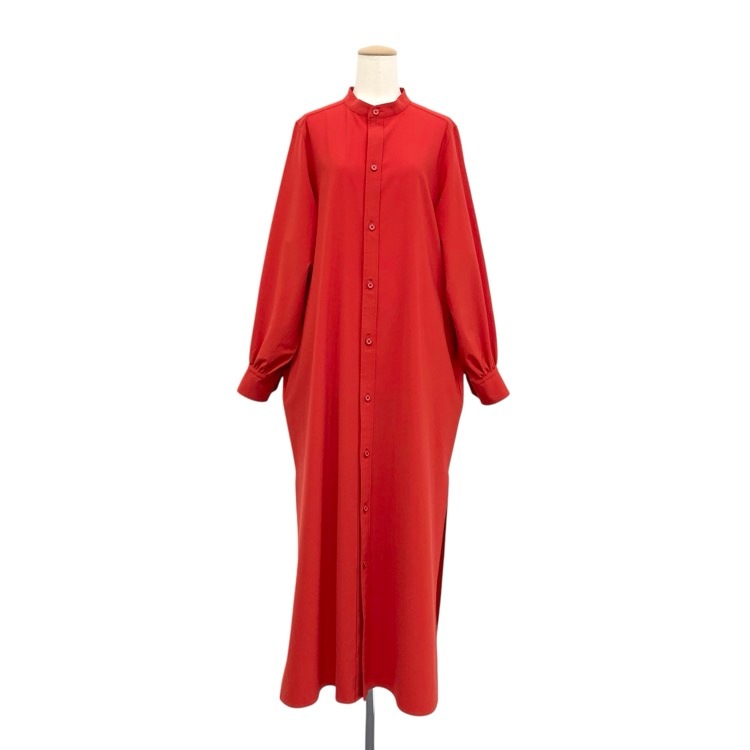 HYKE ハイク MAXI SHIRT DRESS スタンドカラーマキシシャツ ワンピース レッド 2 232-16180