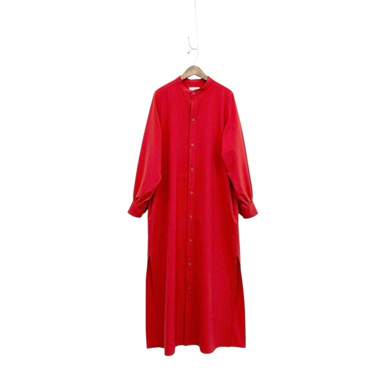 HYKE ハイク MAXI SHIRT DRESS スタンドカラーマキシシャツ ワンピース レッド 2 232-16180